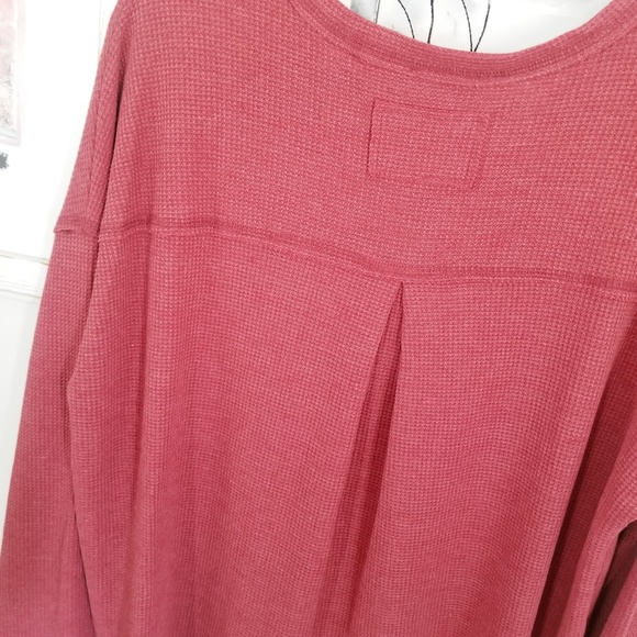 Fall Waffle Knit V-Neck Pocket Top Loose Slouchy Women’s Tops - Picture 8 of 8